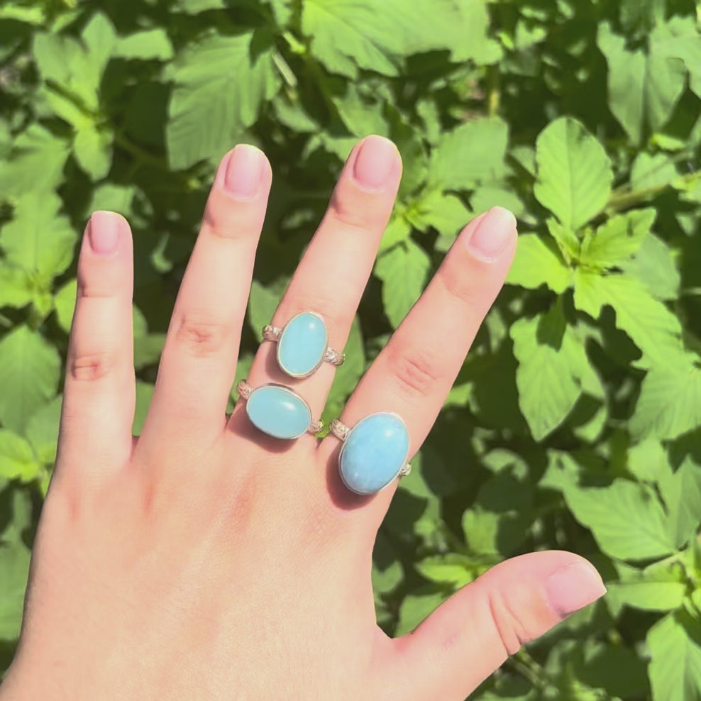 Aquamarine Wave Ring (Very Large Oval)